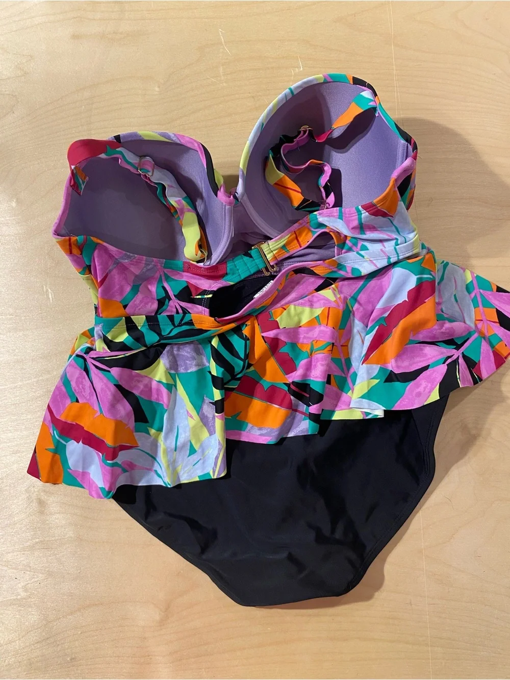 Terra & Sky Multicolor Tropical One-Piece Swimsuit 1X (16W-18W) (SC)